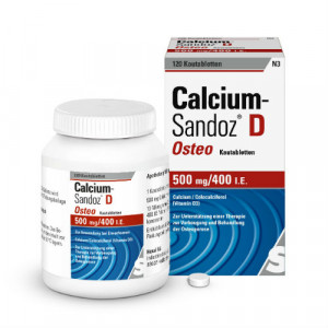 Produktbild von CALCIUM SANDOZ D Osteo 500 mg/400 I.E. Kautabl.
