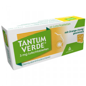 Produktbild von TANTUM VERDE 3 mg Lutschtabl.m.Orange-Honiggeschm.