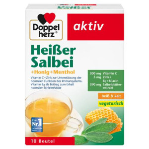 Produktbild von DOPPELHERZ hei&szlig;er Salbei+Honig+Menthol Granulat