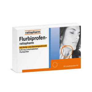 Produktbild von FLURBIPROFEN-ratio.m.Honig-u.Zitroneng.8,75mg Lut.