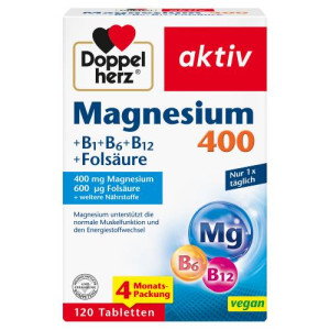 Produktbild von DOPPELHERZ Magnesium 400+B1+B6+B12+Fols&auml;ure Tabl.