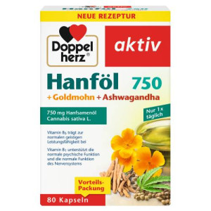 Produktbild von DOPPELHERZ Hanf&ouml;l+Goldmohn+Ashwagandha Kapseln